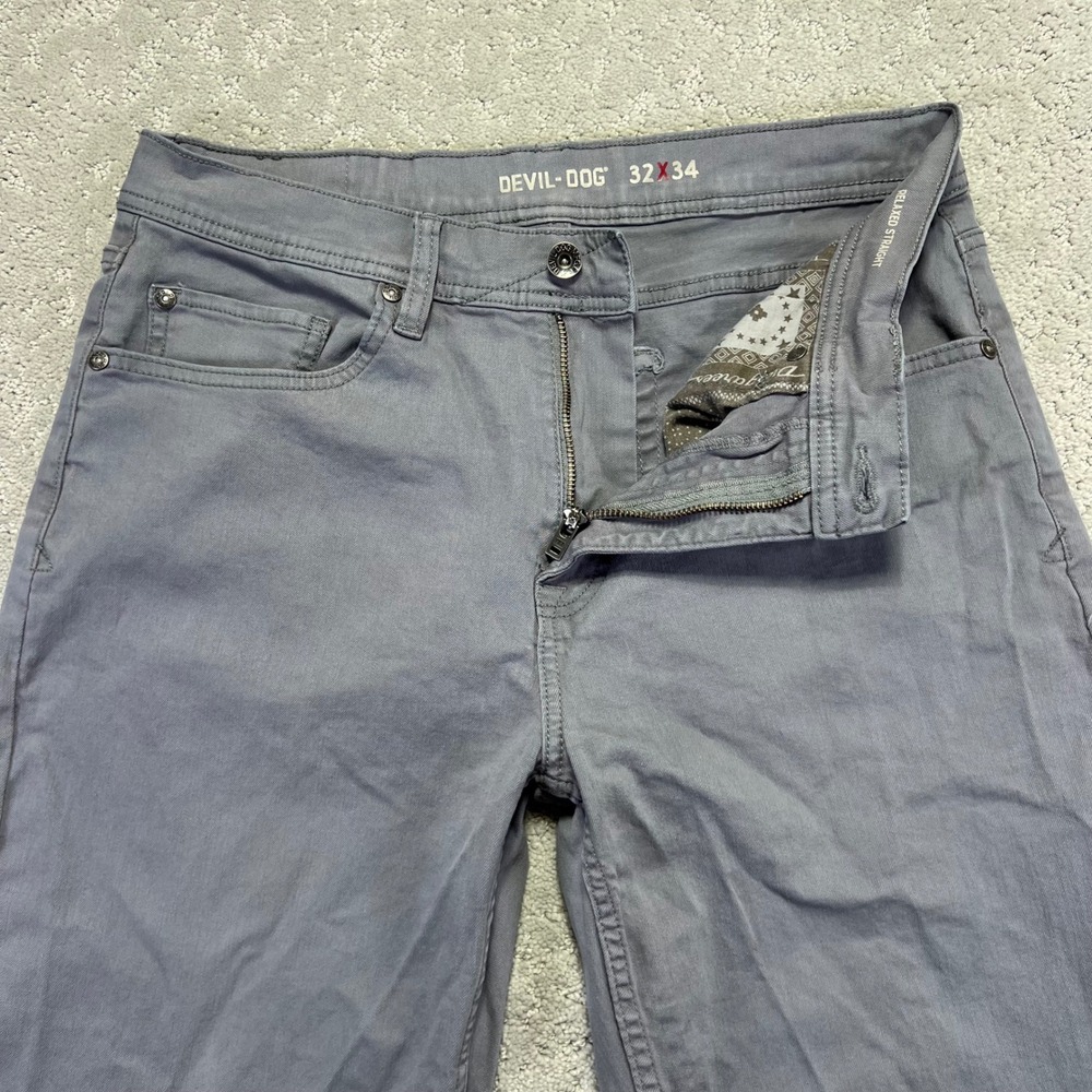 Devil-Dog Jeans Mens 32x34 Gray Dungarees Relaxed Straight Stretch Denim Casual